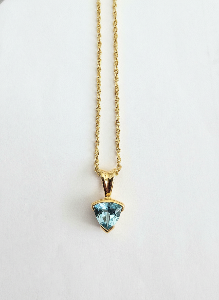 Unique & Co Gold Vermeil Blue Topaz Pendant Necklace