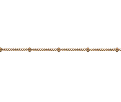18" 9ct Gold Filed Curb Chain Necklace with Bead Stations