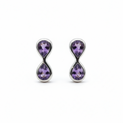 Unique & Co Sterling Silver Amethyst Drop Earrings