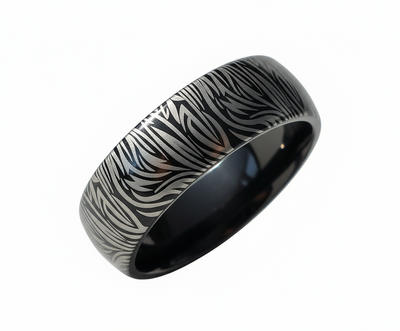 Tungsten Black Damascus Ring