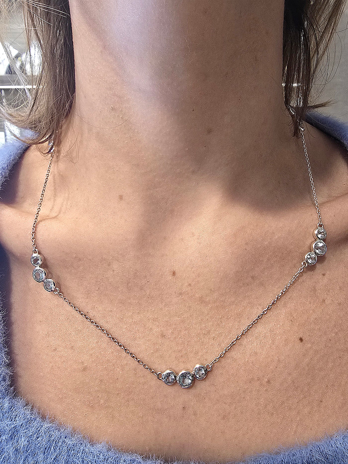 Sterling Silver Blue Topaz Cluster Necklace