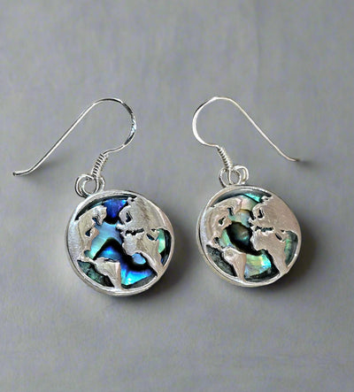 Sterling Silver World Map Drop Earrings