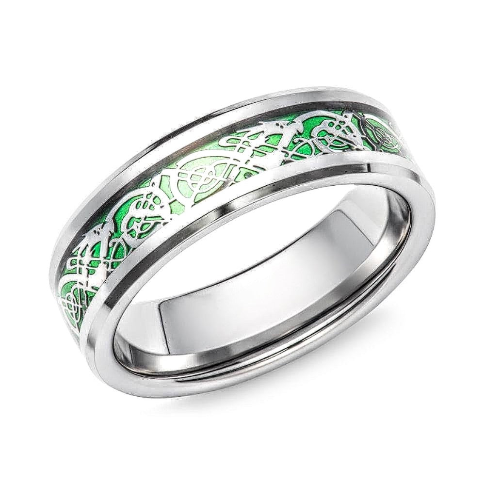 Tungsten Ring with Green Carbon Fibre