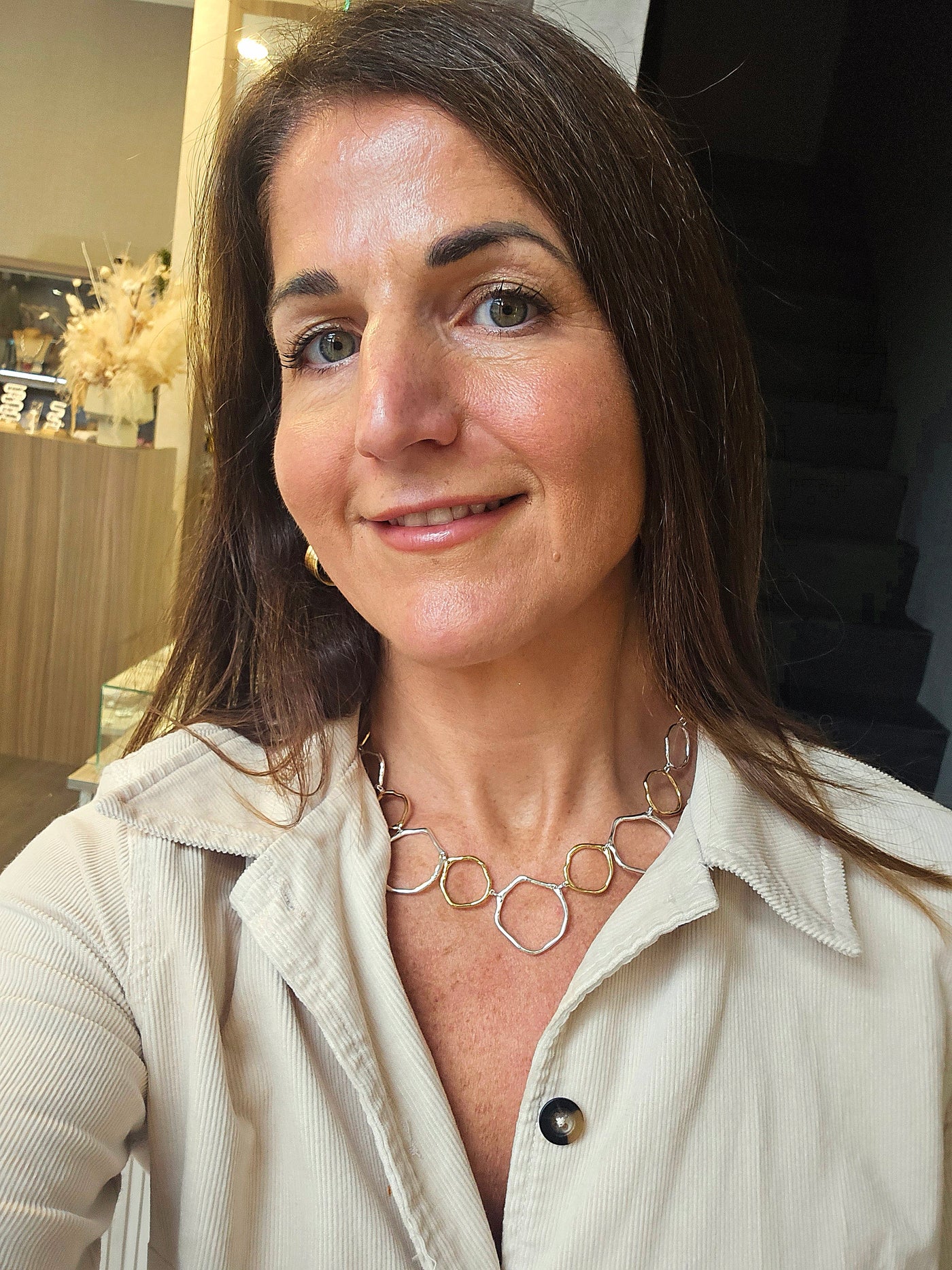 Two Tone Organic Circles Necklace