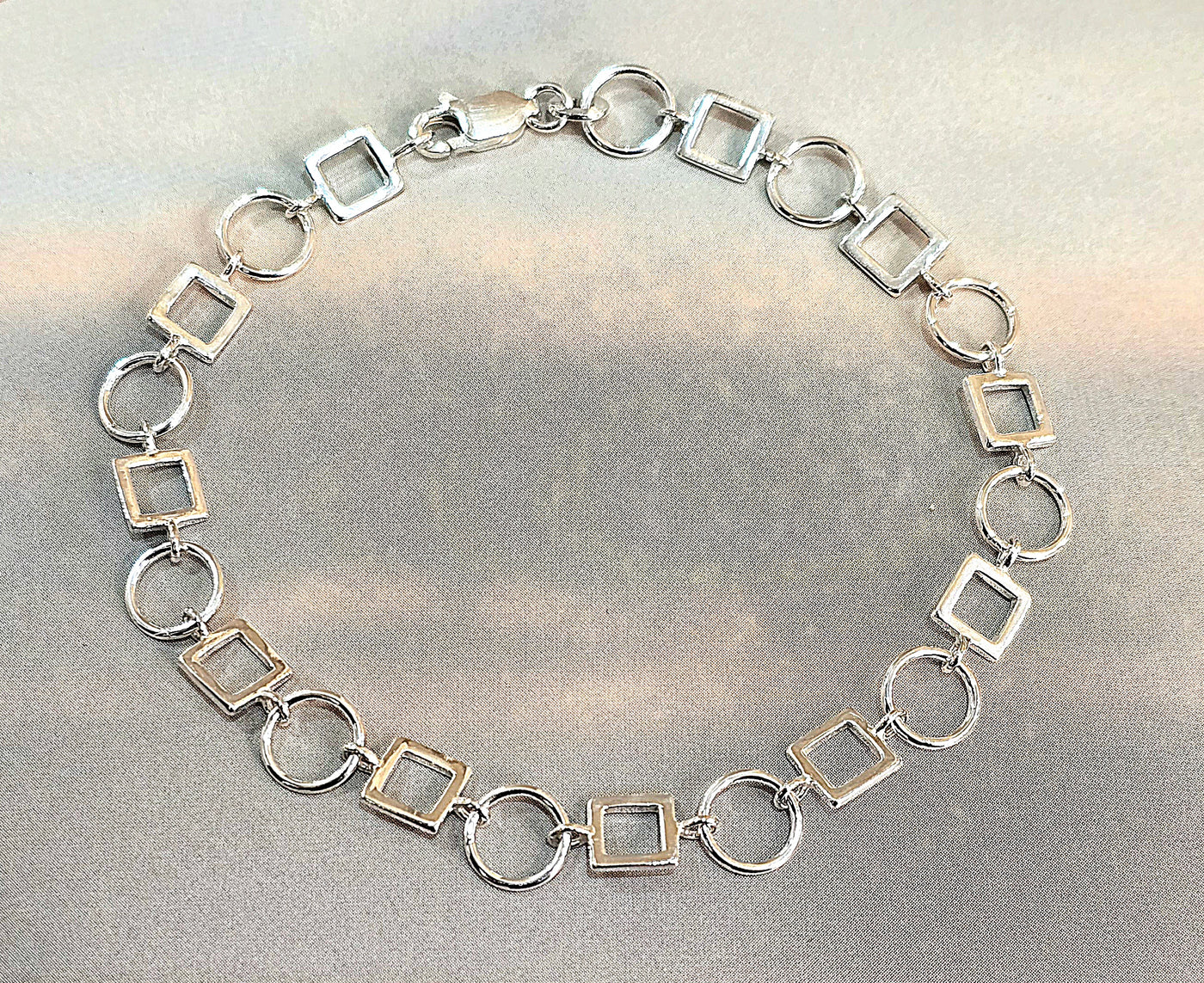 Sterling Silver Squares and Circles Bracelet