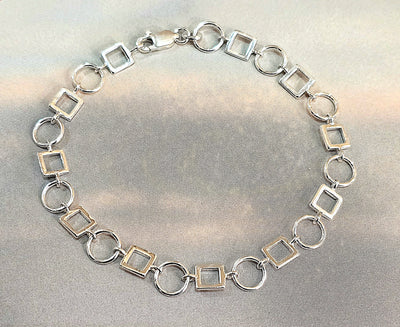 Sterling Silver Squares and Circles Bracelet