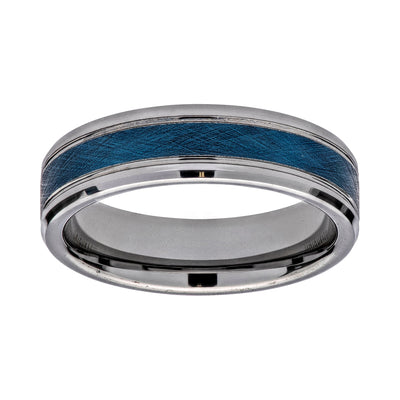 7mm Tungsten Ring with Blue IP