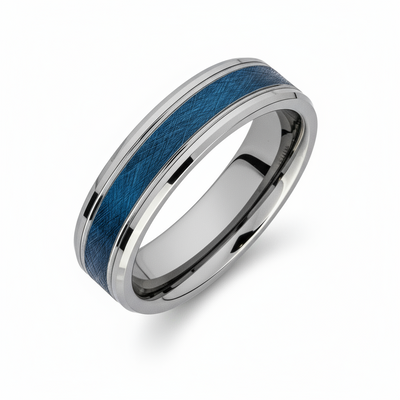 7mm Tungsten Ring with Blue IP