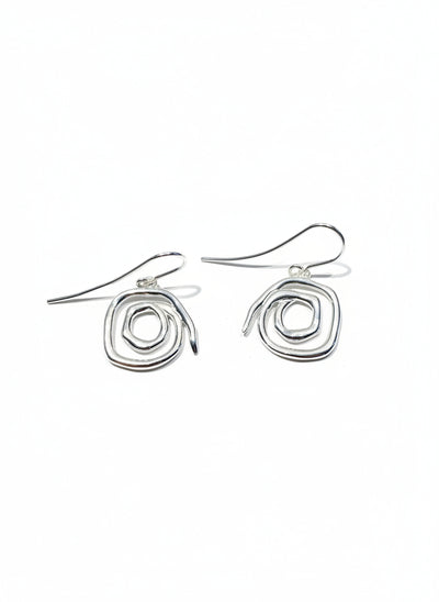 Sterling Silver Organic Spiral Drop Earrings
