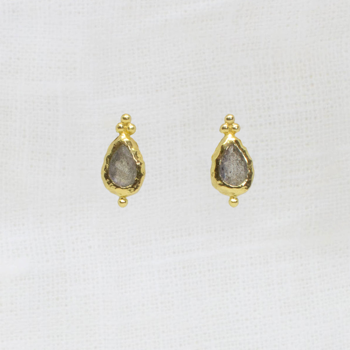 Gold Vermeil Labradorite Teardrop Stud Earrings