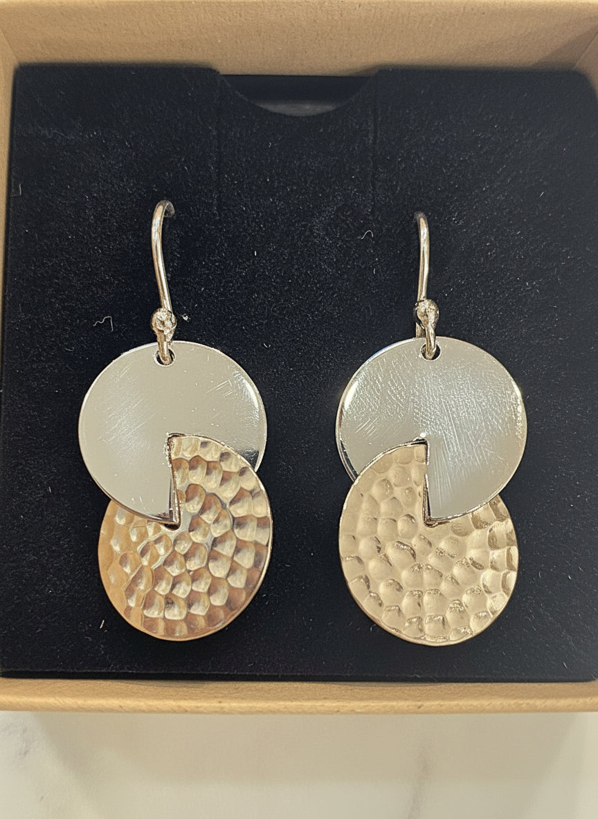 Sterling Silver Smooth & Textured Dangly Earrings