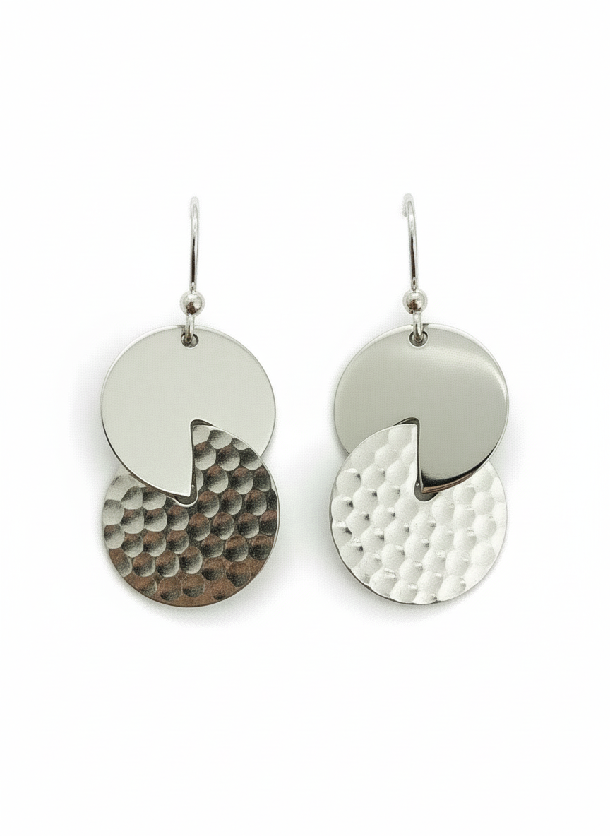 Sterling Silver Smooth & Textured Dangly Earrings