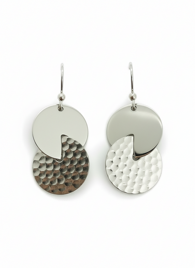 Sterling Silver Smooth & Textured Dangly Earrings