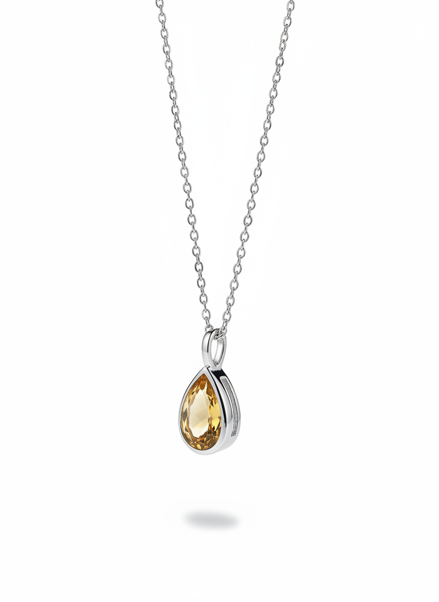 Unique & Co Sterling Silver Golden Citrine Pendant