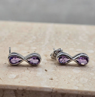 Amethyst infinty stud earrings 