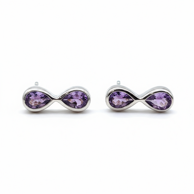 Unique & Co Sterling Silver Amethyst Drop Earrings