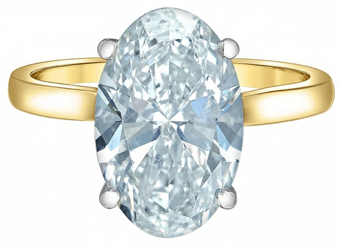 18ct Yellow Gold 3.0ct Oval Lab Grown Diamond with Pavé Diamond Underside Ring