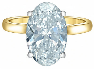 18ct Yellow Gold 3.0ct Oval Lab Grown Diamond with Pavé Diamond Underside Ring