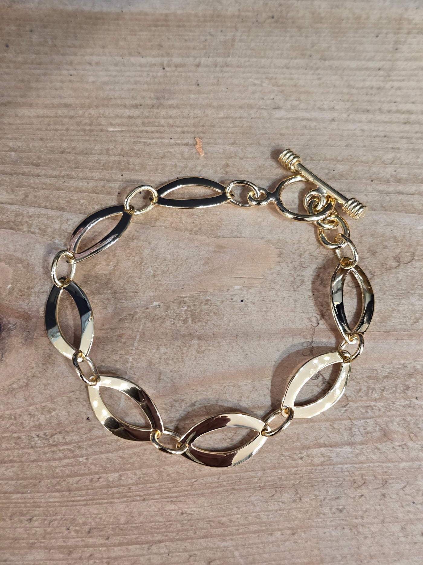 Gold Vermeil Flat Oval Link Bracelet