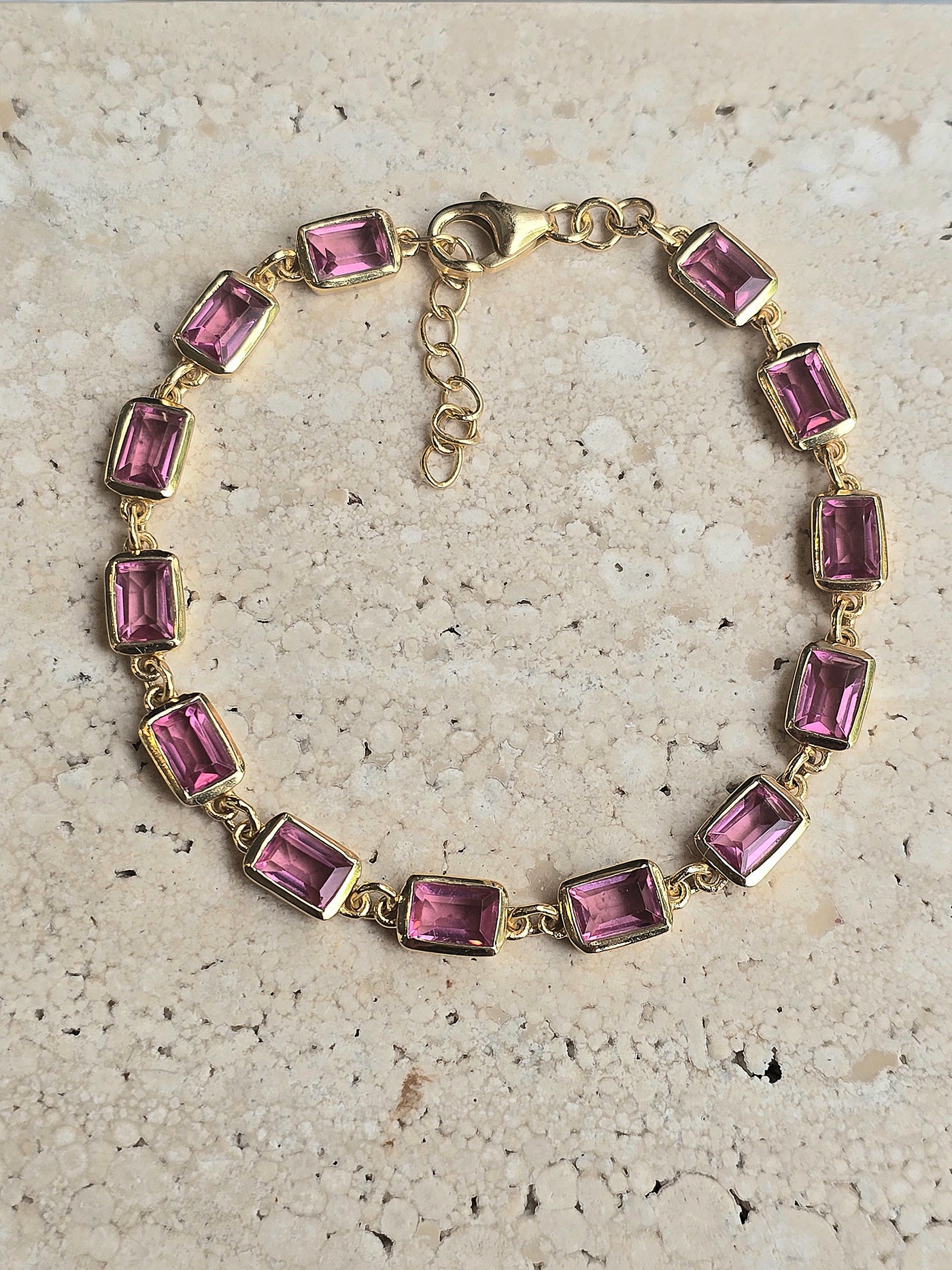 18ct Gold Vermail Pink Tourmaline Bracelet