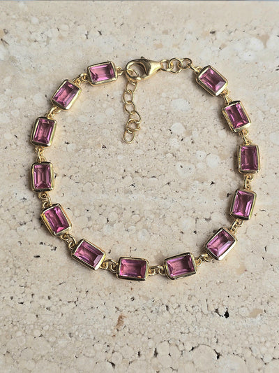 18ct Gold Vermail Pink Tourmaline Bracelet