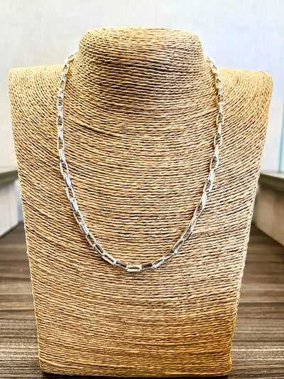 Sterling Silver Rectangle Links Chain Necklace