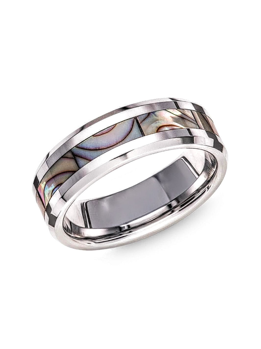 Tungsten Carbide with Abalone Shell Inlay Ring