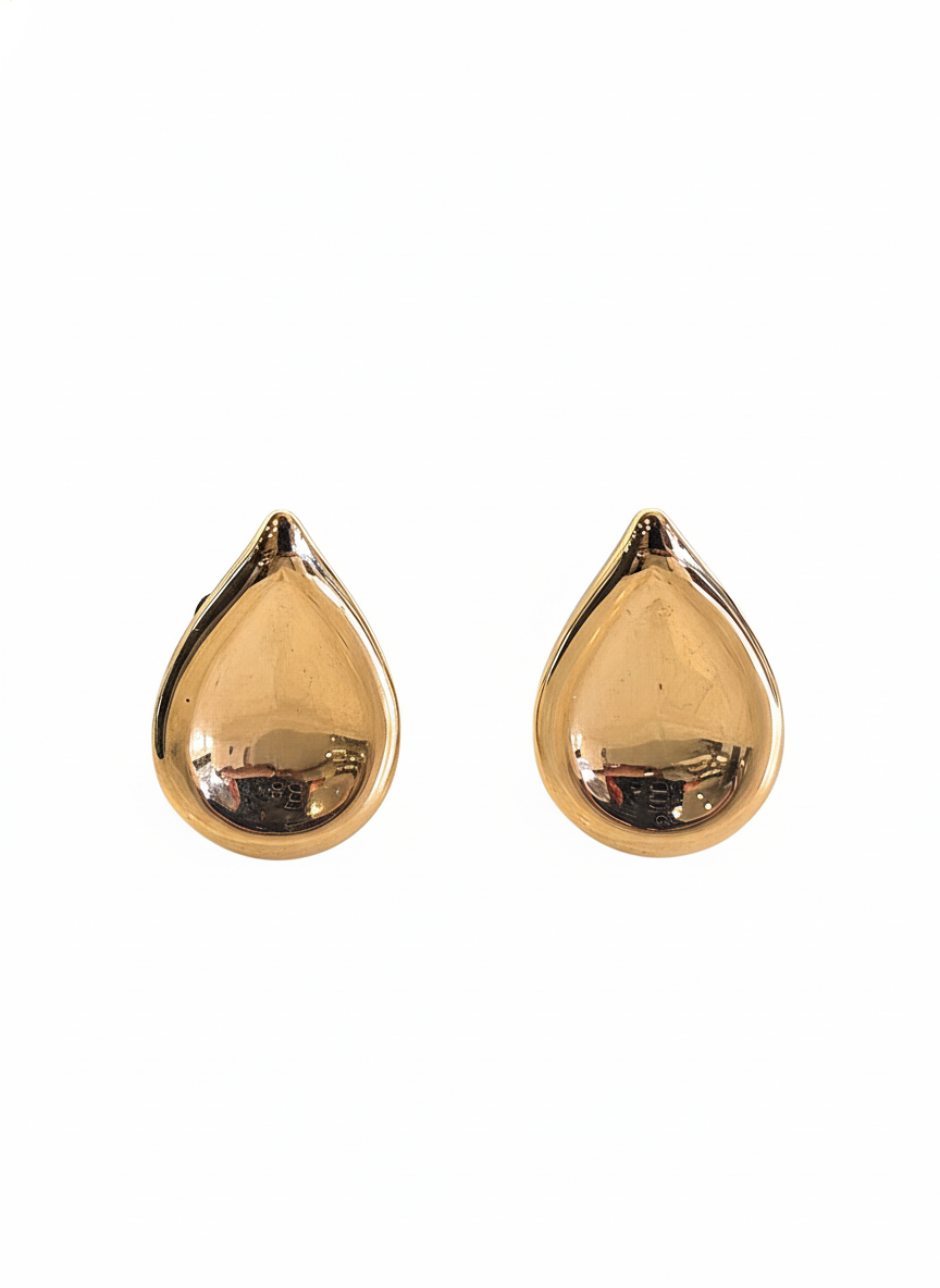 Gold Vermeil Reflective Teardrop Clip On Earrings