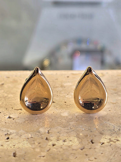 Gold Vermeil Reflective Teardrop Clip On Earrings