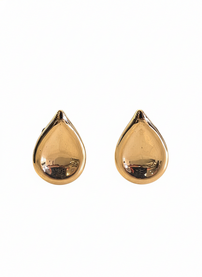 Gold Vermeil Reflective Teardrop Clip On Earrings