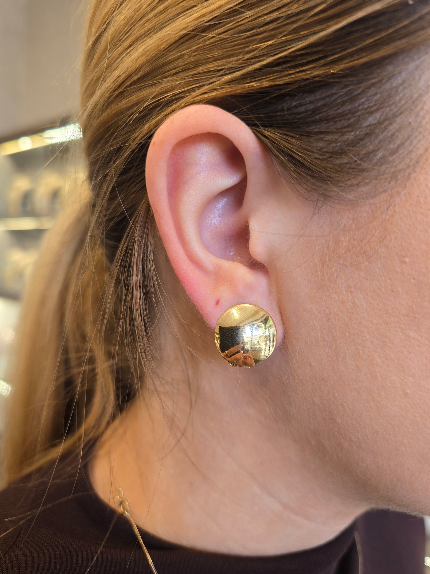 Gold Vermeil Button Clip Earrings