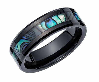 Abalone and Tungsten Carbide Ring