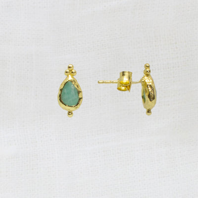 Gold Vermeil Amazonite Teardrop Stud Earrings