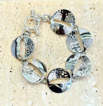 Sterling Silver Shiny Texturised Bracelet