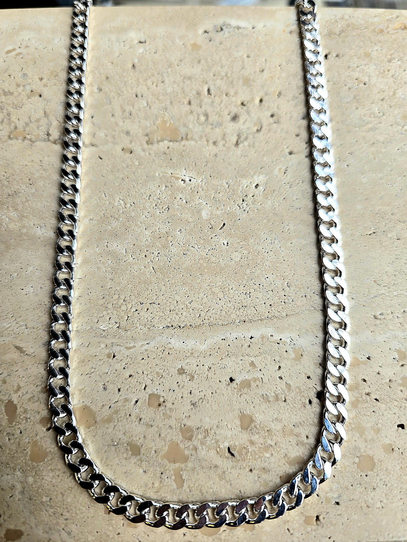 46cm Sterling Silver Flat Curb Chain Necklace