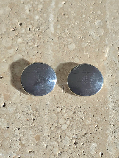 Sterling Silver Button Clip Earrings