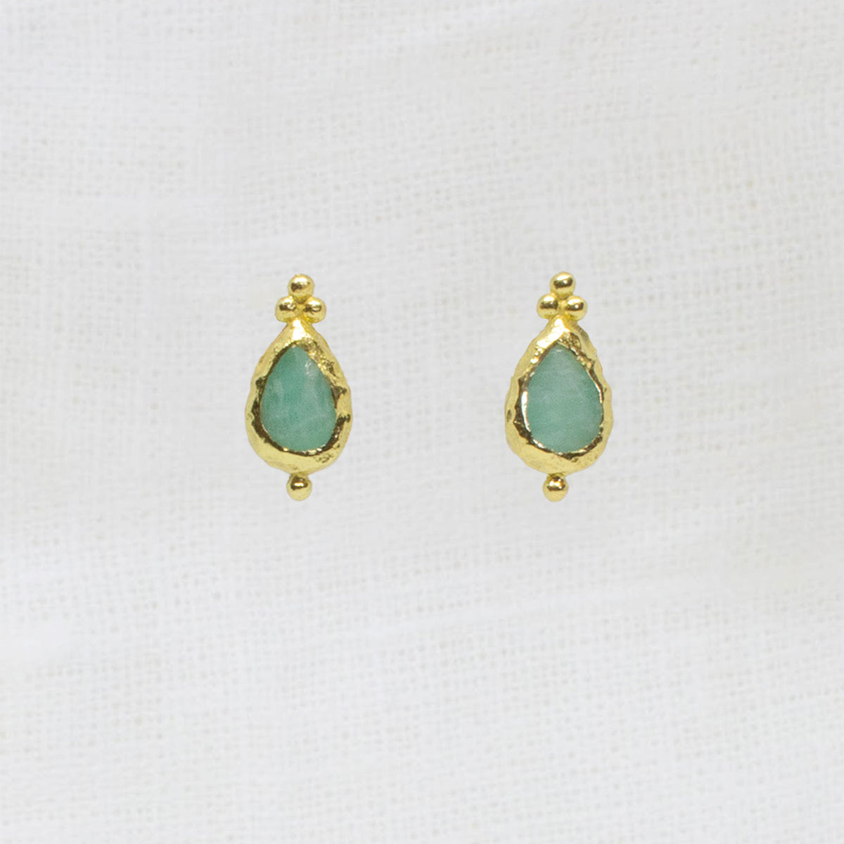 Gold Vermeil Amazonite Teardrop Stud Earrings