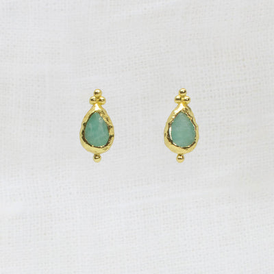 Gold Vermeil Amazonite Teardrop Stud Earrings