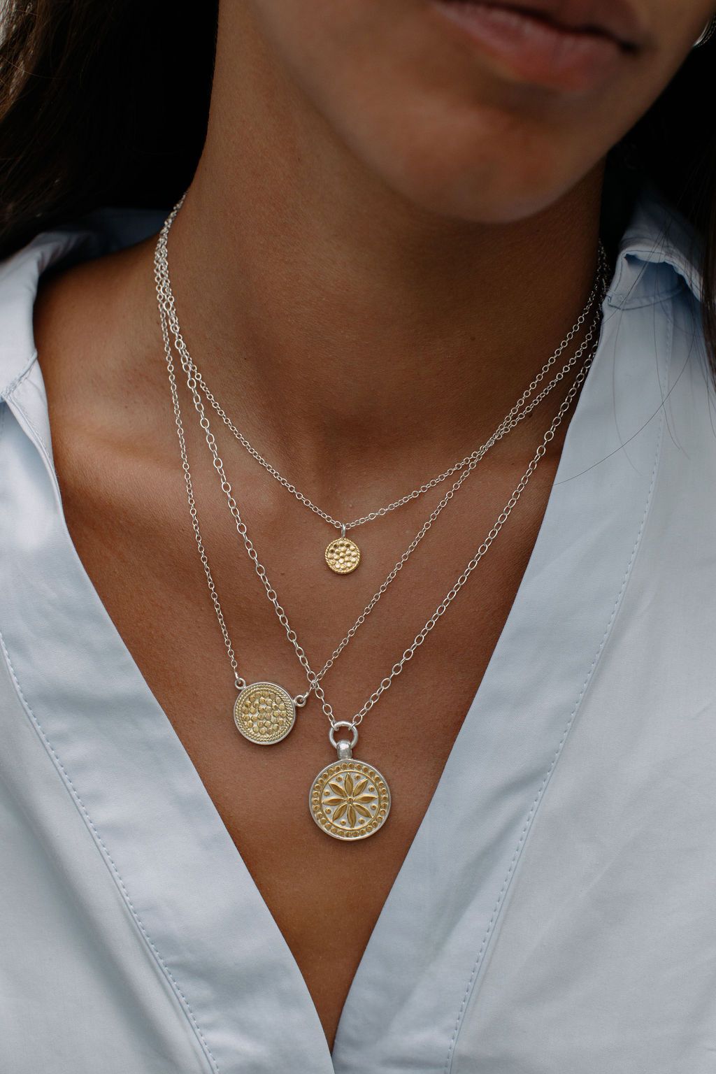 Anna Beck 18ct Gold Vermeil Silver Reversible Circle Necklace