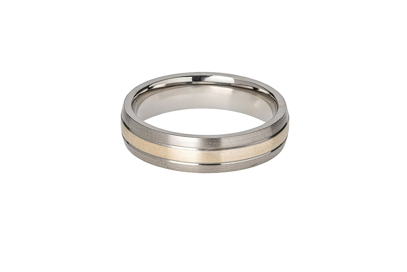 Matt Finish Titanium Ring 14ct Gold Inlay