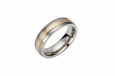 Matt Finish Titanium Ring 14ct Gold Inlay