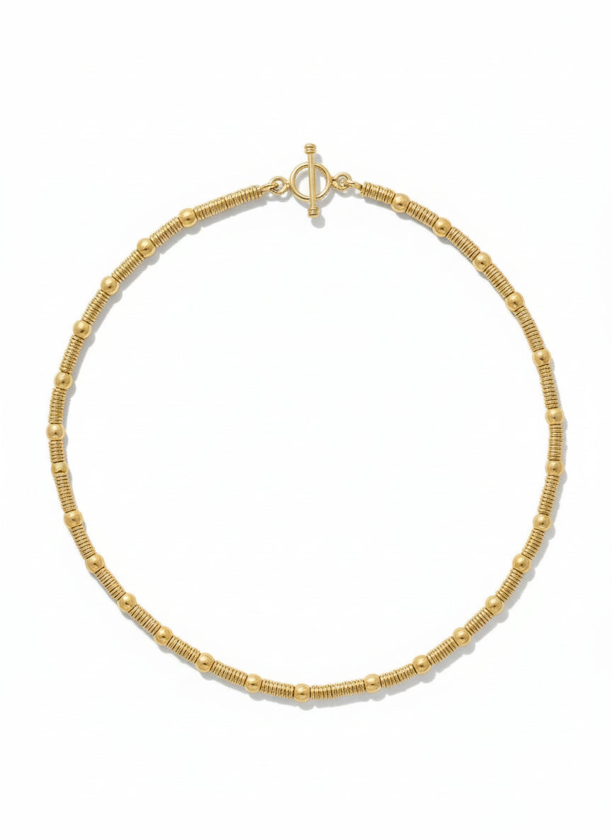 Gold Vermeil Slinky Ring and Beads Necklace