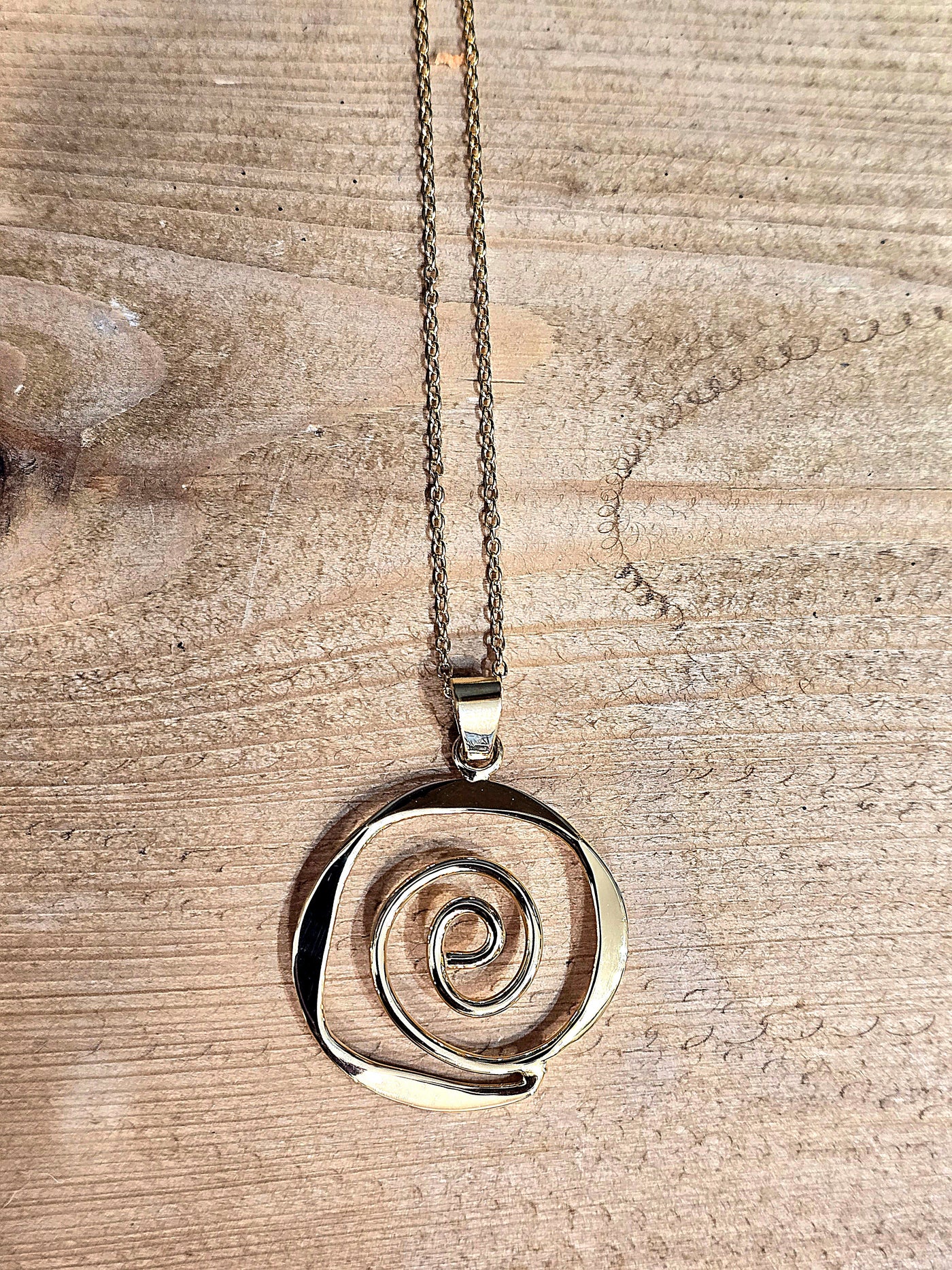 Gold Vermeil Sculptured Spiral Pendant Necklace