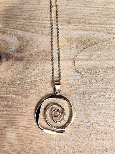 Gold Vermeil Sculptured Spiral Pendant Necklace