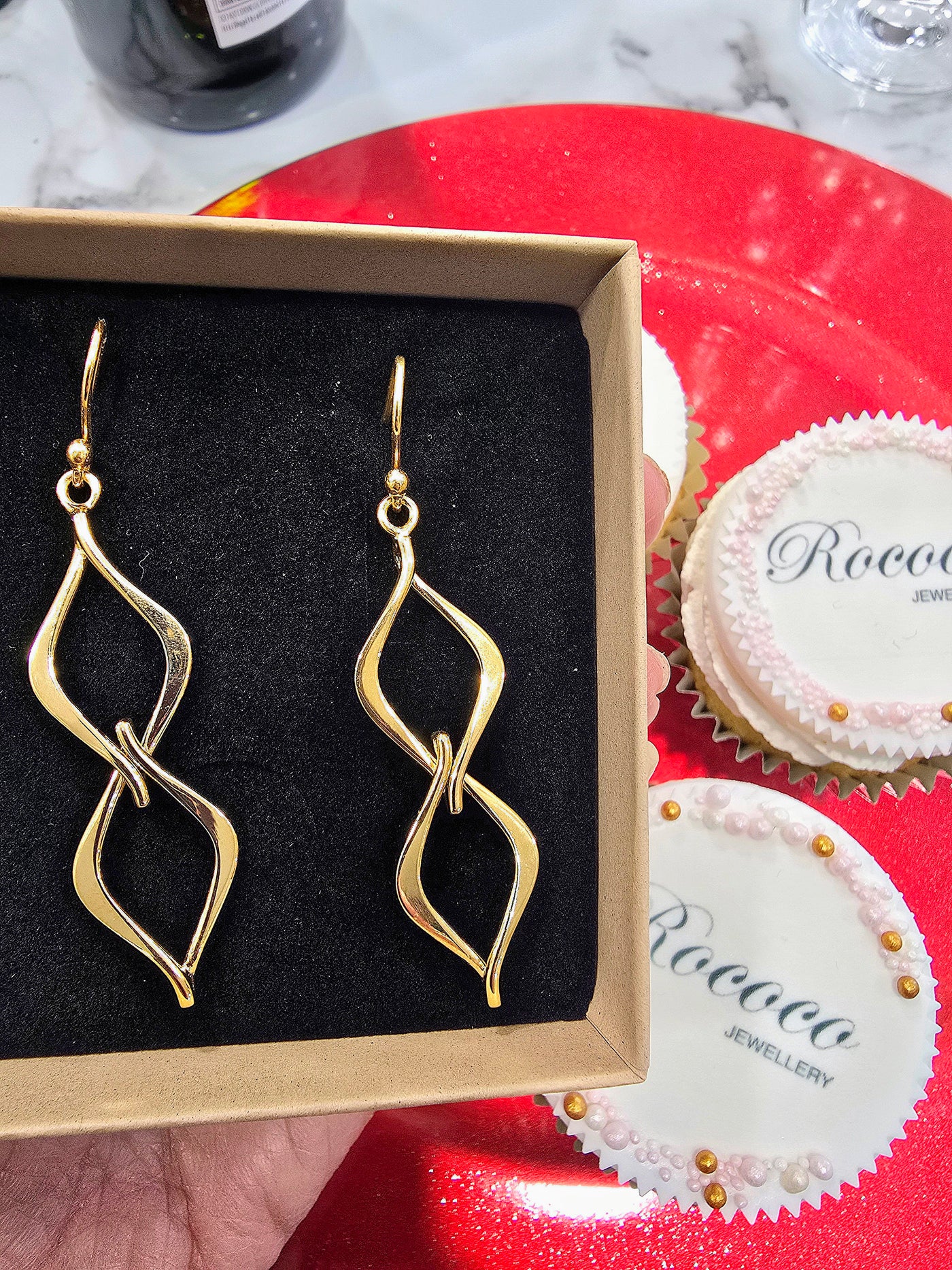 Gold Vermeil Twist Rhombus Drop Earrings