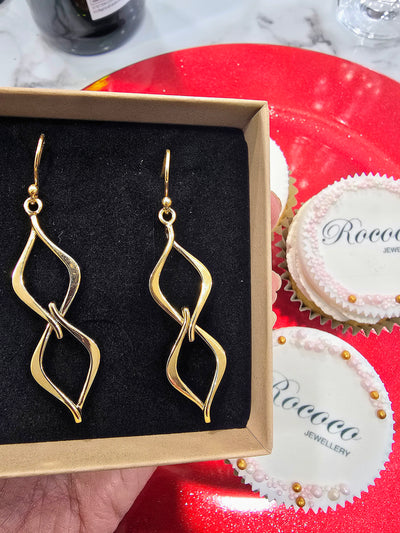 Gold Vermeil Twist Rhombus Drop Earrings