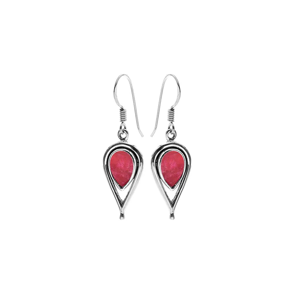 Sterling Silver Ruby Quartz Teardrop Earrings