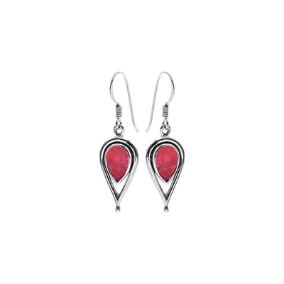Sterling Silver Ruby Quartz Teardrop Earrings