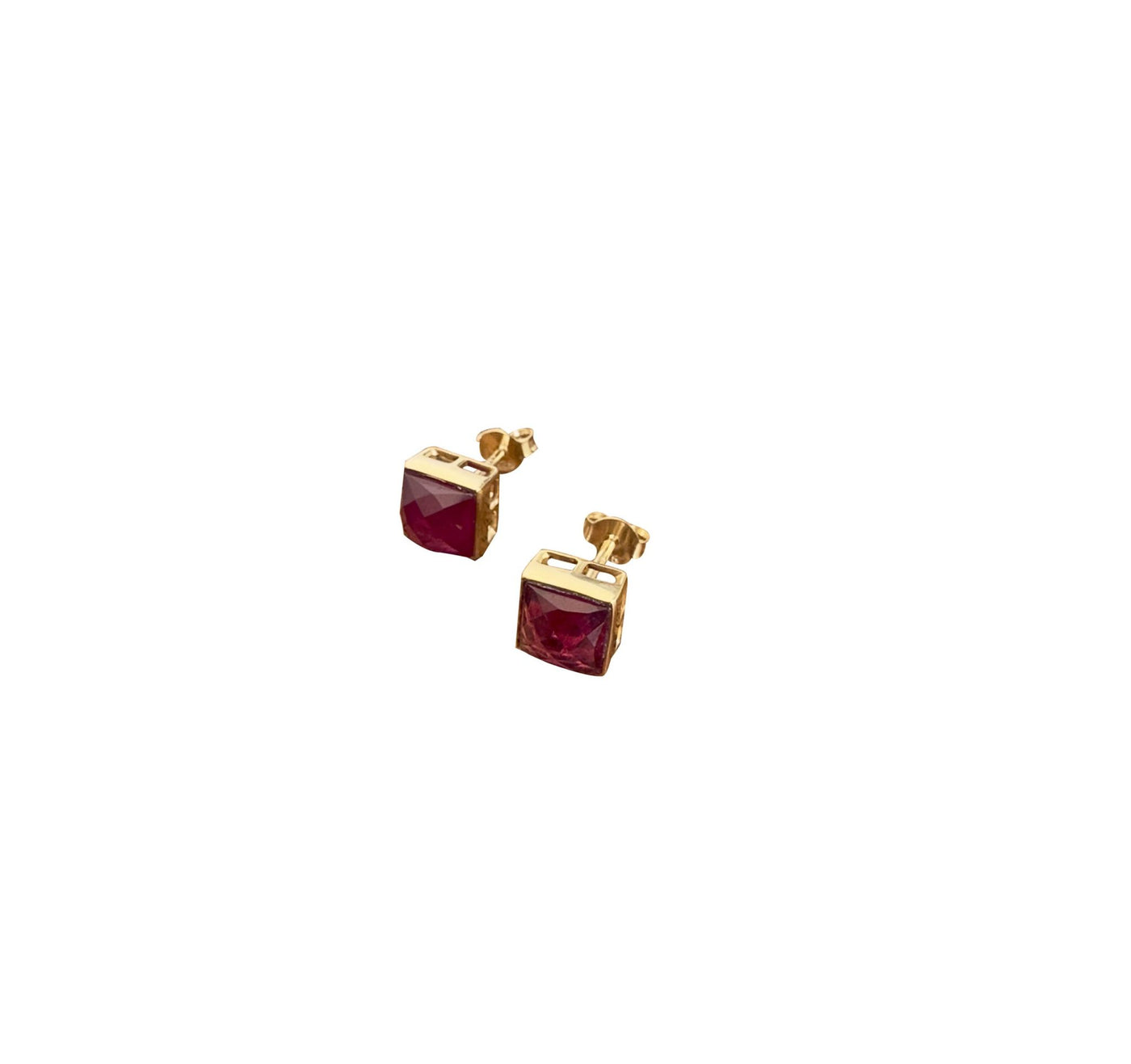 Yaron Morhaim Gold Vermeil Ruby Stud Earrings