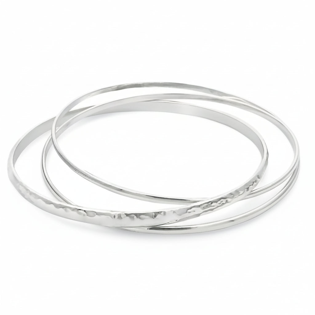 Sterling Silver Hammered Russian Bangle